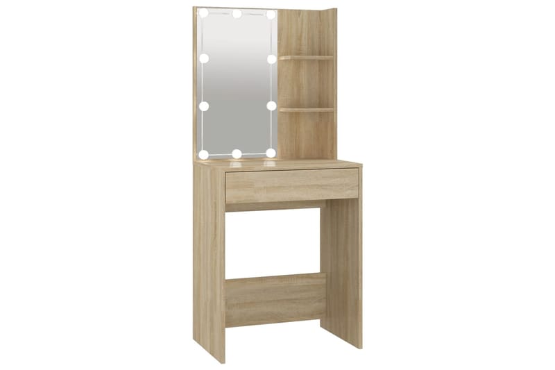 beBasic Peilipöytä LED-valoilla Sonoma-tammi 60x40x140 cm - Ruskea - Talo & remontointi - Keittiö & kylpyhuone - Kylpyhuone - Kylpyhuonekalusteet - Peilikaapit