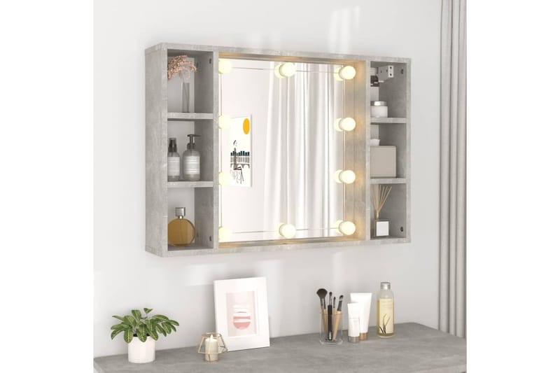 beBasic Peilikaappi LED-valoilla betoninharmaa 76x15x55 cm - Harmaa - Talo & remontointi - Keittiö & kylpyhuone - Kylpyhuone - Kylpyhuonekalusteet - Peilikaapit