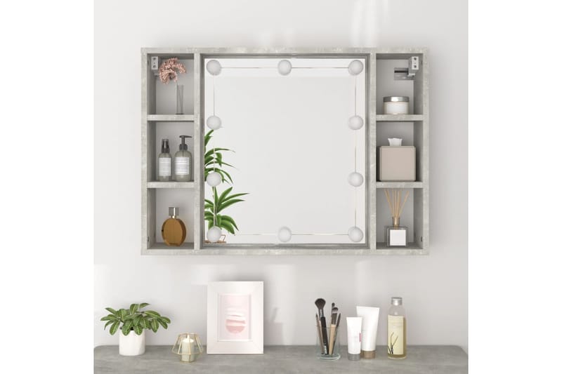 beBasic Peilikaappi LED-valoilla betoninharmaa 76x15x55 cm - Harmaa - Talo & remontointi - Keittiö & kylpyhuone - Kylpyhuone - Kylpyhuonekalusteet - Peilikaapit