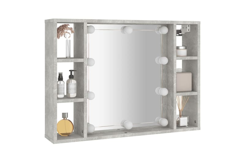 beBasic Peilikaappi LED-valoilla betoninharmaa 76x15x55 cm - Harmaa - Talo & remontointi - Keittiö & kylpyhuone - Kylpyhuone - Kylpyhuonekalusteet - Peilikaapit