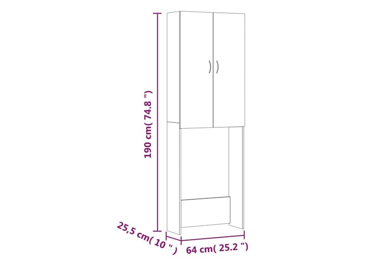 beBasic Pesukonekaappi harmaa Sonoma 64x25,5x190 cm - Kylpyhuonekaapit