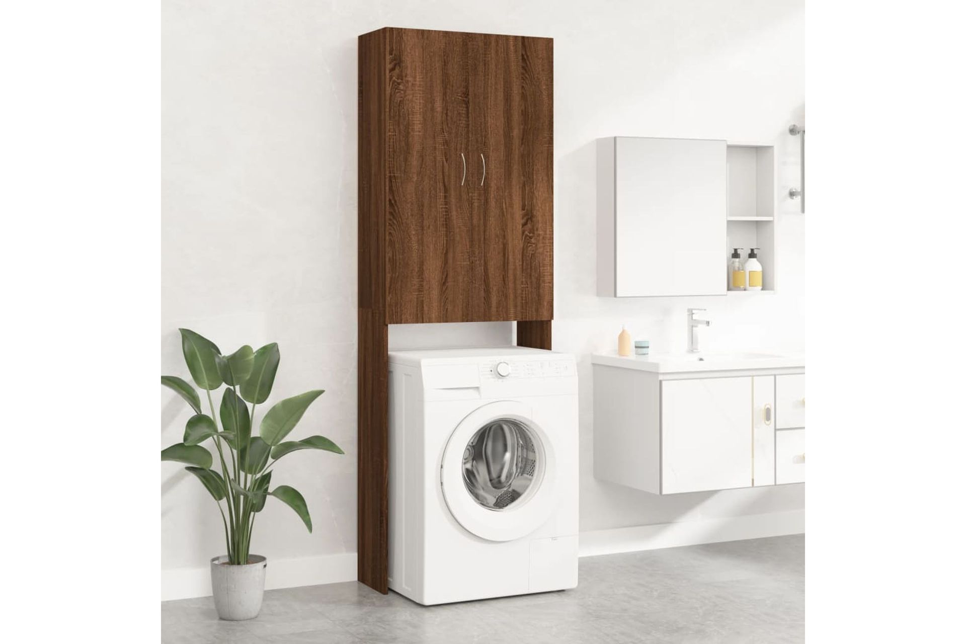beBasic Pesukonekaappi ruskea tammi 64x25,5x190 cm - Talo & remontointi - Keittiö & kylpyhuone - Kylpyhuone - Kylpyhuonekalusteet - Kylpyhuonekaapit