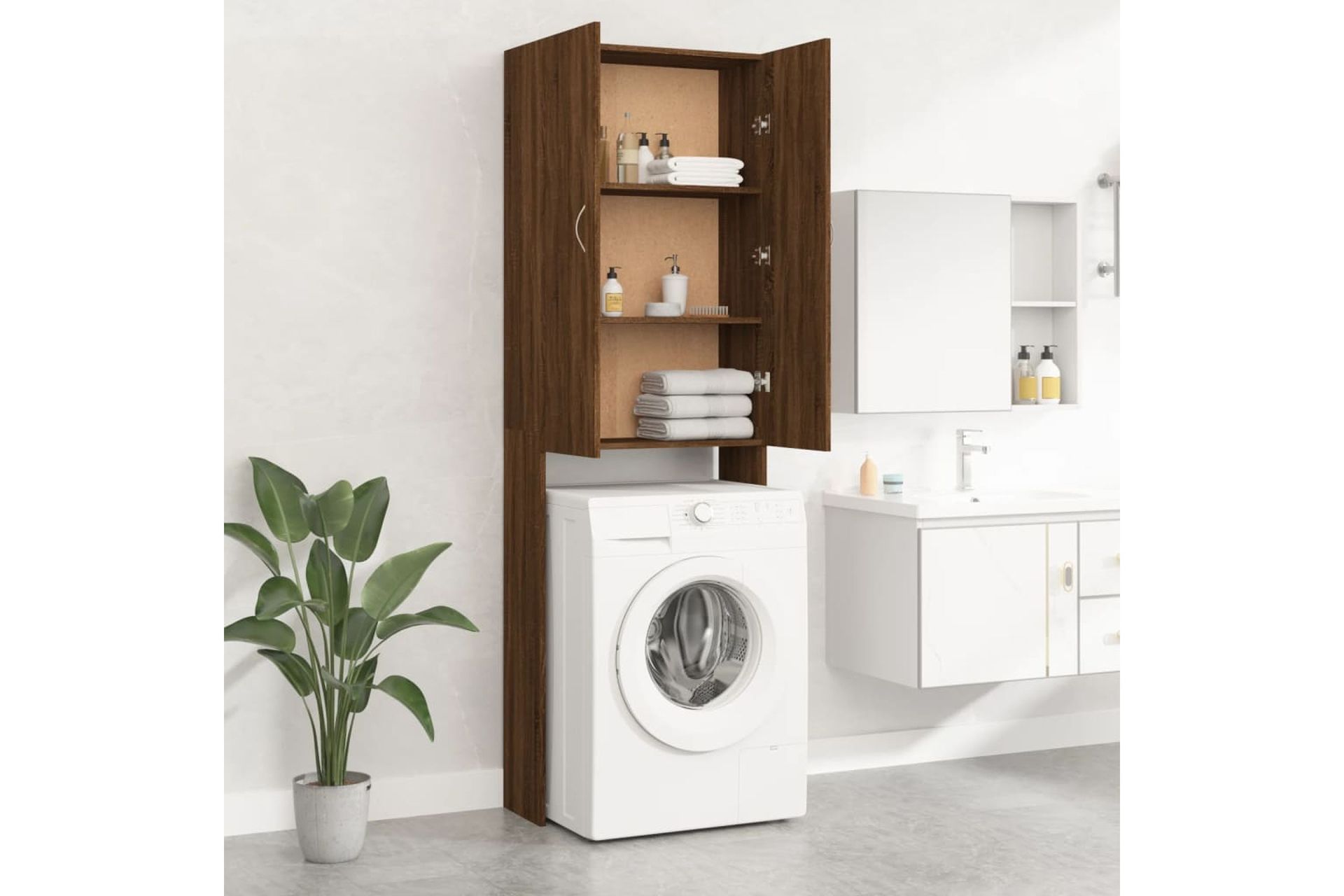 beBasic Pesukonekaappi ruskea tammi 64x25,5x190 cm - Talo & remontointi - Keittiö & kylpyhuone - Kylpyhuone - Kylpyhuonekalusteet - Kylpyhuonekaapit