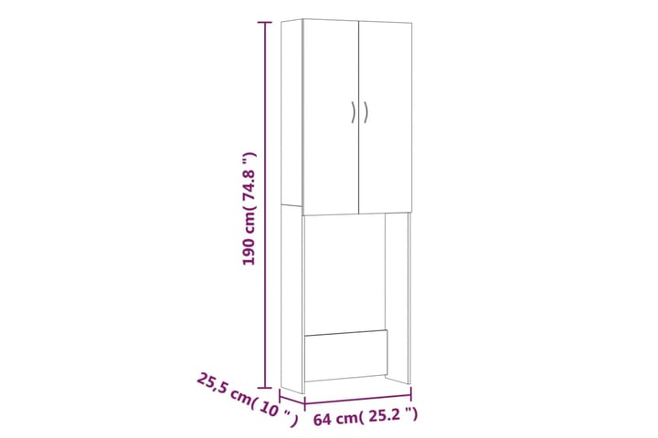 beBasic Pesukonekaappi ruskea tammi 64x25,5x190 cm - Kylpyhuonekaapit