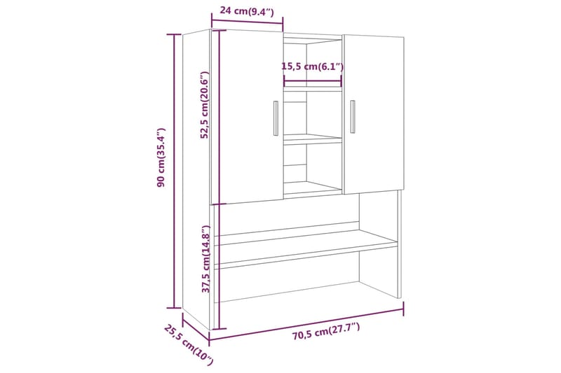 beBasic Pesukonekaappi savutammi 70,5x25,5x90 cm - Talo & remontointi - Keittiö & kylpyhuone - Kylpyhuone - Kylpyhuonekalusteet - Kylpyhuonekaapit