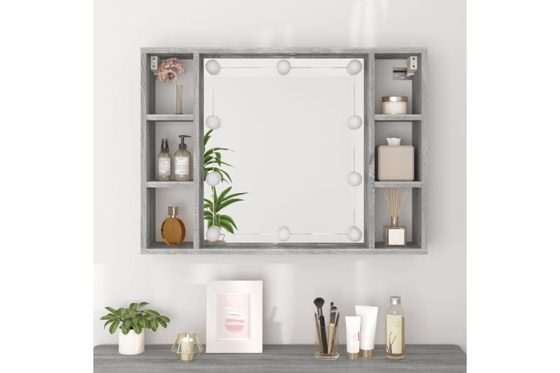 beBasic Peilikaappi LED-valoilla harmaa Sonoma 76x15x55 cm - Harmaa - Talo & remontointi - Keittiö & kylpyhuone - Kylpyhuone - Kylpyhuonekalusteet - Peilikaapit