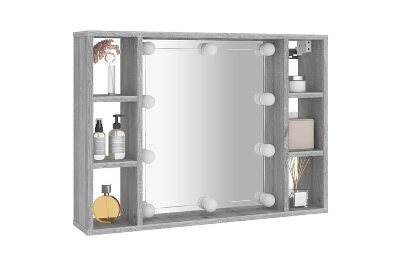 beBasic Peilikaappi LED-valoilla harmaa Sonoma 76x15x55 cm - Harmaa - Talo & remontointi - Keittiö & kylpyhuone - Kylpyhuone - Kylpyhuonekalusteet - Peilikaapit