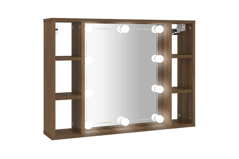 beBasic Peilikaappi LED-valoilla ruskea tammi 76x15x55 cm - Ruskea - Talo & remontointi - Keittiö & kylpyhuone - Kylpyhuone - Kylpyhuonekalusteet - Peilikaapit