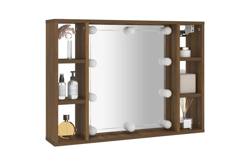 beBasic Peilikaappi LED-valoilla ruskea tammi 76x15x55 cm - Ruskea - Talo & remontointi - Keittiö & kylpyhuone - Kylpyhuone - Kylpyhuonekalusteet - Peilikaapit
