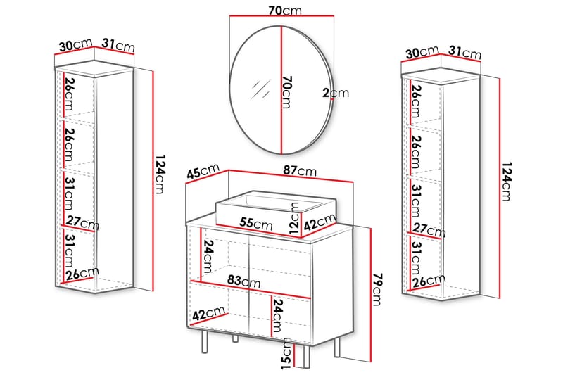 Casa Täydellinen Huonekalupaketti - Beige - Talo & remontointi - Keittiö & kylpyhuone - Kylpyhuone - Kylpyhuonekalusteet - Kylpyhuonekalustepaketit