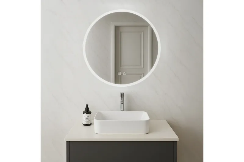 Clas Pyöreä Kylpyhuoneen Peili LED-valaistuksella 100 cm - Anti-Fog ja Touch-ohjaus - Talo & remontointi - Keittiö & kylpyhuone - Kylpyhuone - Kylpyhuonekalusteet - Kylpyhuoneen peilit