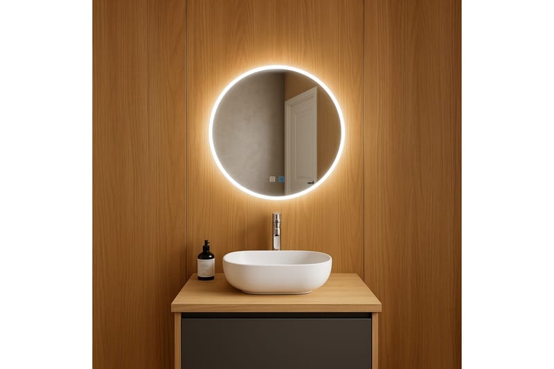 Clas Pyöreä Kylpyhuoneen Peili LED-valaistuksella 60 cm - Läpinäkyvä - Talo & remontointi - Keittiö & kylpyhuone - Kylpyhuone - Kylpyhuonekalusteet - Kylpyhuoneen peilit