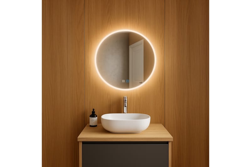 Clas Pyöreä Kylpyhuoneen Peili LED-valaistuksella 60 cm - Läpinäkyvä - Talo & remontointi - Keittiö & kylpyhuone - Kylpyhuone - Kylpyhuonekalusteet - Kylpyhuoneen peilit