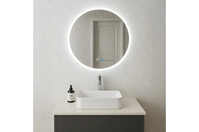 Clas Pyöreä Kylpyhuoneen Peili LED-valaistuksella 100 cm, Anti-Fog ja Touch-ohjaus