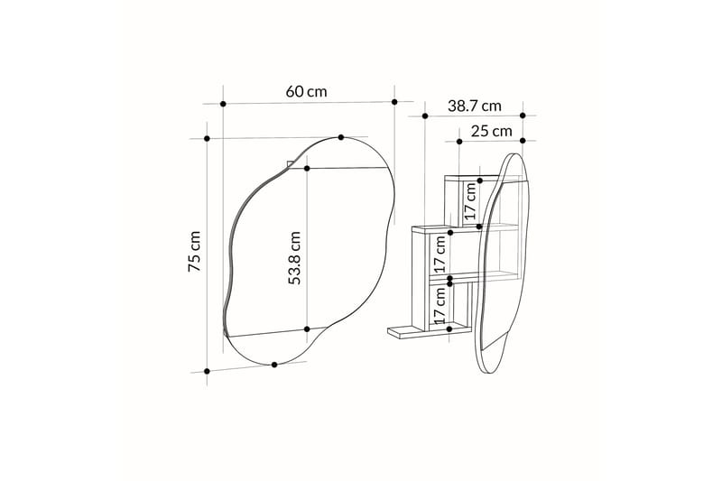 Dartmoor Kylpyhuoneen Peili 60 cm Suorakulmainen - Ruskea - Talo & remontointi - Keittiö & kylpyhuone - Kylpyhuone - Kylpyhuonekalusteet - Kylpyhuoneen peilit