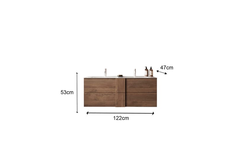 Helmund Pesuallaskaappi 122x53 cm - Mustanruskea - Talo & remontointi - Keittiö & kylpyhuone - Kylpyhuone - Kylpyhuonekalusteet - Allaskaappi