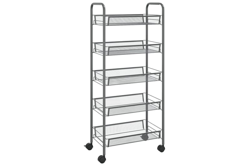 5-kerroksinen keittiövaunu harmaa 46x26x105 cm rauta - Talo & remontointi - Keittiö & kylpyhuone - Kylpyhuone - Kylpyhuonekalusteet - Kärry kylpyhuoneeseen