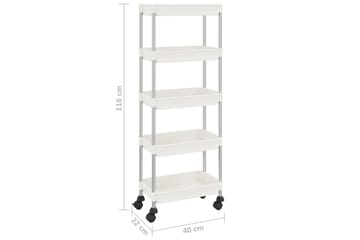 5-kerroksinen keittiövaunu valkoinen 40x22x116 cm rauta ja A - Valkoinen - Talo & remontointi - Keittiö & kylpyhuone - Kylpyhuone - Kylpyhuonekalusteet - Kärry kylpyhuoneeseen