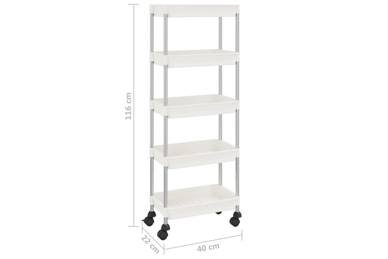5-kerroksinen keittiövaunu valkoinen 40x22x116 cm rauta ja A - Valkoinen - Talo & remontointi - Keittiö & kylpyhuone - Kylpyhuone - Kylpyhuonekalusteet - Kärry kylpyhuoneeseen