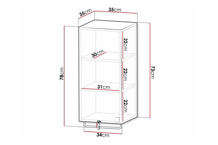 Korkea Kylpyhuonekaappi Glenndale 73 cm - Harmaa - Kylpyhuoneekaappi valaistuksella - Seinäkaappi & korkea kaappi - Pyykkikaappi - Kylpyhuonekaapit