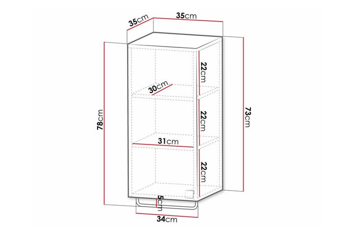 Korkea Kylpyhuonekaappi Glenndale 73 cm - Valkoinen - Kylpyhuoneekaappi valaistuksella - Seinäkaappi & korkea kaappi - Pyykkikaappi - Kylpyhuonekaapit