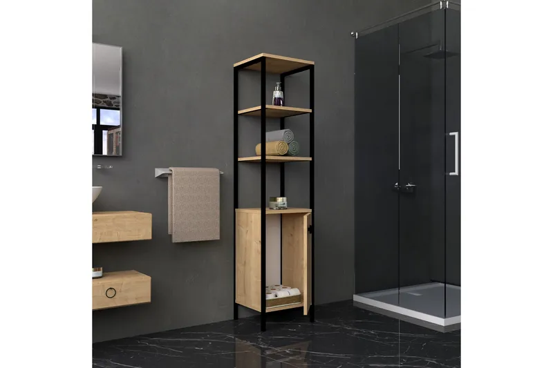 Kylpyhuonesäilytys Derine 162x38 cm 4 hyllyä - Sininen/Antrasiitti - Talo & remontointi - Keittiö & kylpyhuone - Kylpyhuone - Kylpyhuonekalusteet - Kylpyhuoneen hyllyt