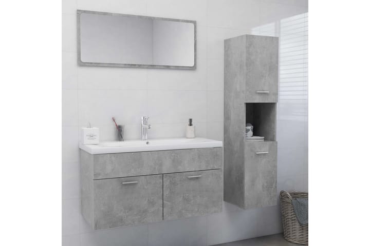 Kylpyhuoneen kalustesarja betoninharmaa lastulevy - Harmaa - Kylpyhuonekalustepaketit