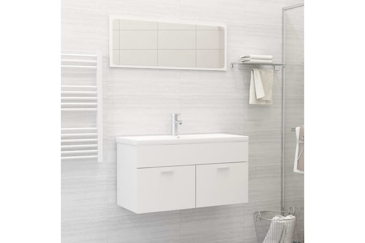Kylpyhuoneen kalustesarja valkoinen lastulevy - Valkoinen - Kylpyhuonekalustepaketit