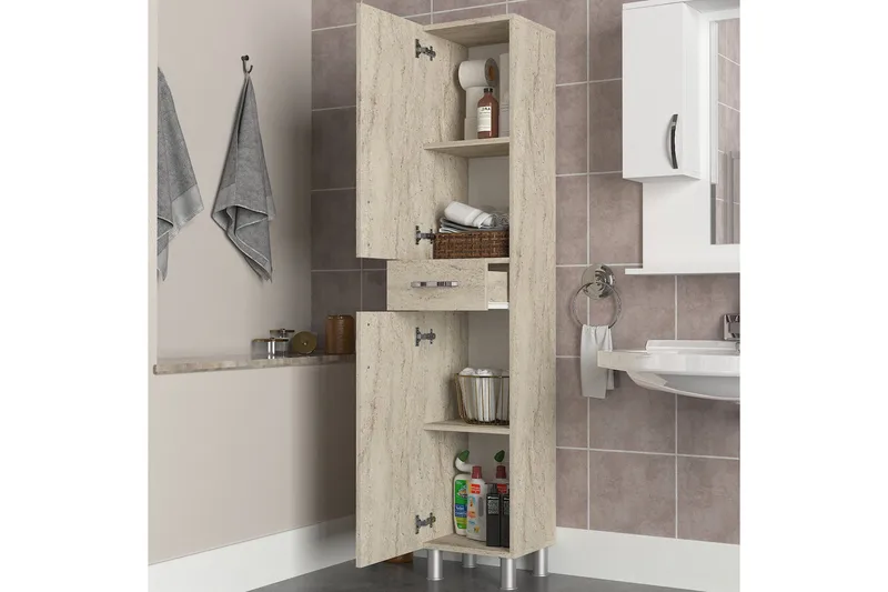 Kylpyhuoneen korkea kaappi Namo-korkea kylpyhuonekaappi Beige - Talo & remontointi - Keittiö & kylpyhuone - Kylpyhuone - Kylpyhuonekalusteet - Seinäkaappi & korkea kaappi