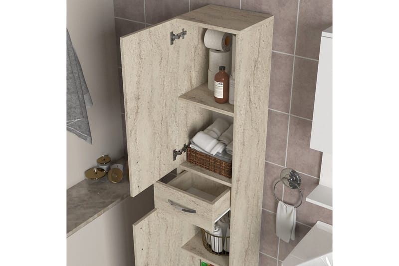Kylpyhuoneen korkea kaappi NO_BRAND Namo-korkea kylpyhuonekaappi Beige - Talo & remontointi - Keittiö & kylpyhuone - Kylpyhuone - Kylpyhuonekalusteet - Seinäkaappi & korkea kaappi