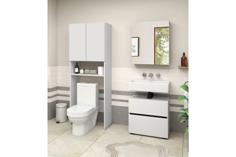 Kylpyhuoneen korkeakaappi Loft24 Wisla kylpyhuoneen korkea kaappi 180x68x37 cm Vit - Talo & remontointi - Keittiö & kylpyhuone - Kylpyhuone - Kylpyhuonekalusteet - Kylpyhuonekaapit