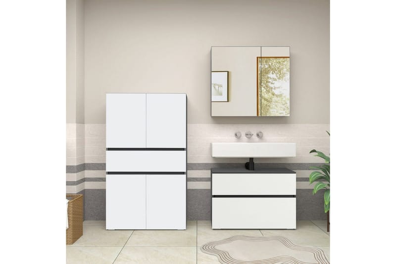 Kylpyhuoneen korkeakaappi Loft24 Wisla kylpyhuoneen korkeakaappi 130x76x35 cm Grå - Talo & remontointi - Keittiö & kylpyhuone - Kylpyhuone - Kylpyhuonekalusteet - Kylpyhuonekaapit