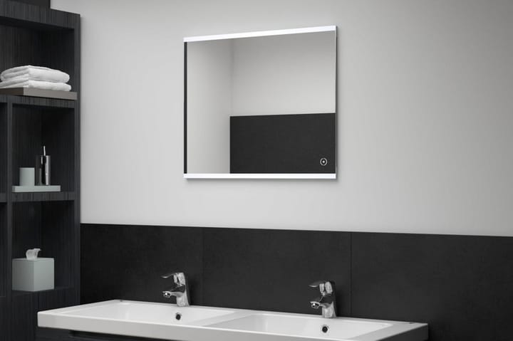 Kylpyhuoneen LED-seinäpeili kosketussensorilla 60x50 cm - Hopea - Kylpyhuoneen peilit - Peili - Kylpyhuonepeili valaistuksella
