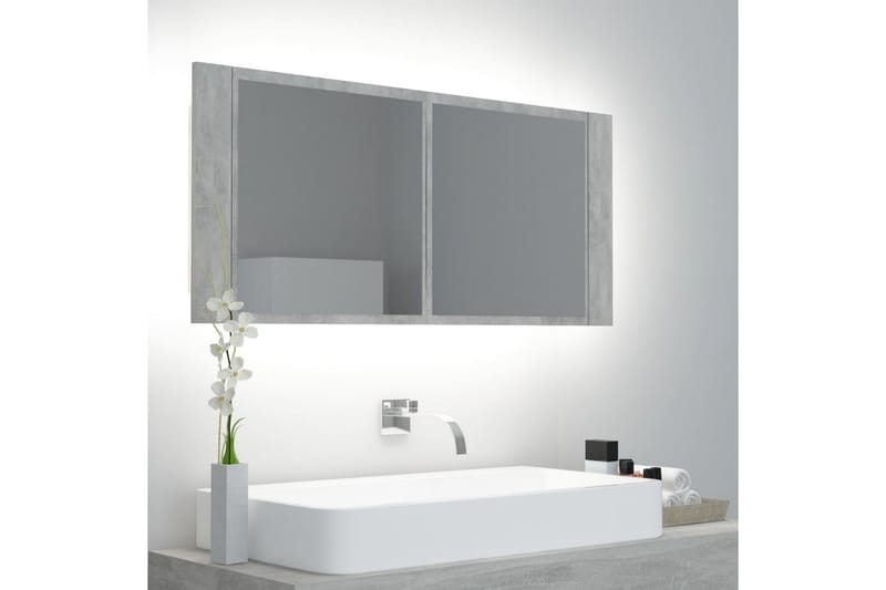 Kylpyhuoneen LED peilikaappi 100x12x45 cm - Betoninharmaa - Talo & remontointi - Keittiö & kylpyhuone - Kylpyhuone - Kylpyhuonekalusteet - Peilikaapit