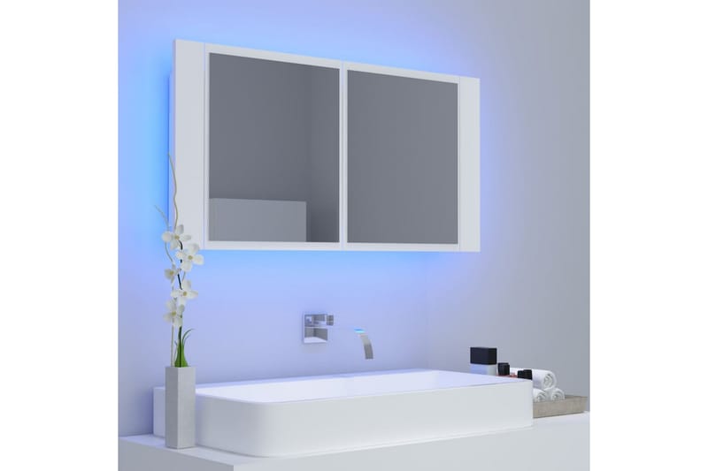 Kylpyhuoneen LED peilikaappi valkoinen 90x12x45 cm - Valkoinen - Talo & remontointi - Keittiö & kylpyhuone - Kylpyhuone - Kylpyhuonekalusteet - Peilikaapit
