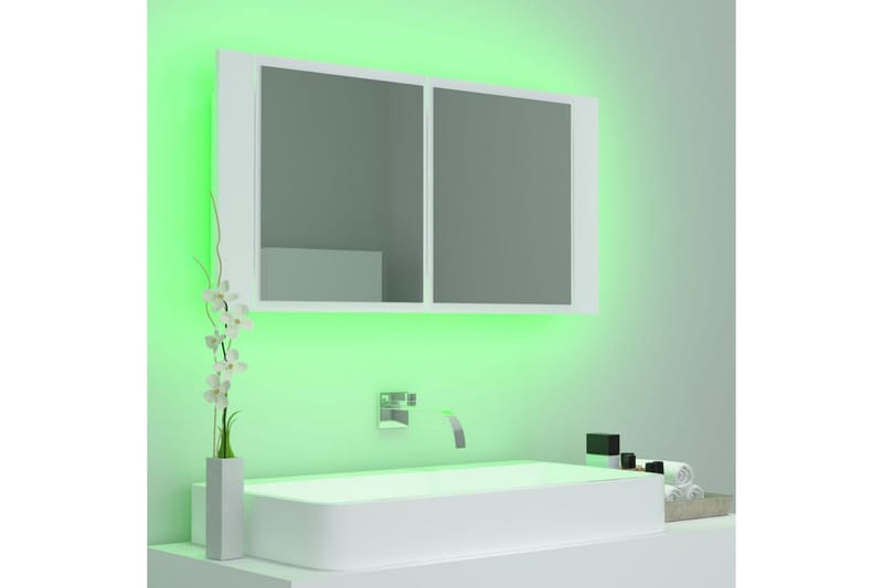 Kylpyhuoneen LED peilikaappi valkoinen 90x12x45 cm - Valkoinen - Talo & remontointi - Keittiö & kylpyhuone - Kylpyhuone - Kylpyhuonekalusteet - Peilikaapit