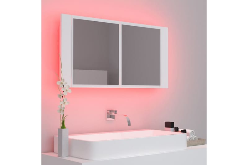 Kylpyhuoneen LED peilikaappi valkoinen 90x12x45 cm - Valkoinen - Talo & remontointi - Keittiö & kylpyhuone - Kylpyhuone - Kylpyhuonekalusteet - Peilikaapit