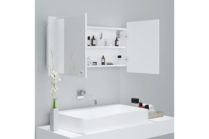 Kylpyhuoneen LED peilikaappi valkoinen 90x12x45 cm - Valkoinen - Peilikaapit - Kylpyhuoneekaappi valaistuksella