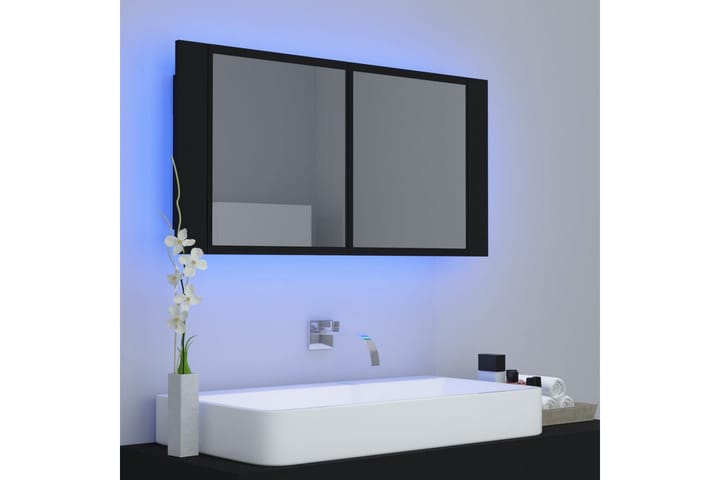 Kylpyhuoneen LED peilikaappi 90x12x45 cm - Musta - Peilikaapit - Kylpyhuoneekaappi valaistuksella