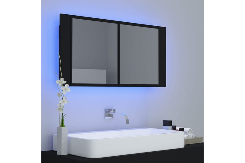 Kylpyhuoneen LED peilikaappi 90x12x45 cm - Musta - Talo & remontointi - Keittiö & kylpyhuone - Kylpyhuone - Kylpyhuonekalusteet - Peilikaapit