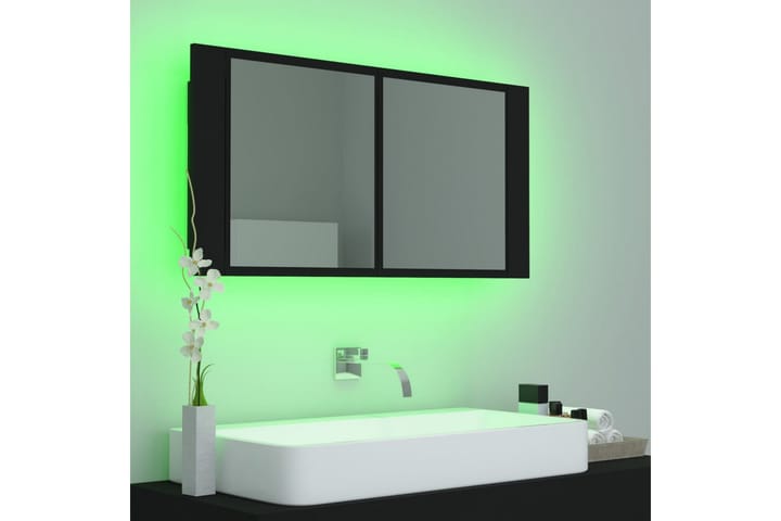 Kylpyhuoneen LED peilikaappi 90x12x45 cm - Musta - Peilikaapit - Kylpyhuoneekaappi valaistuksella