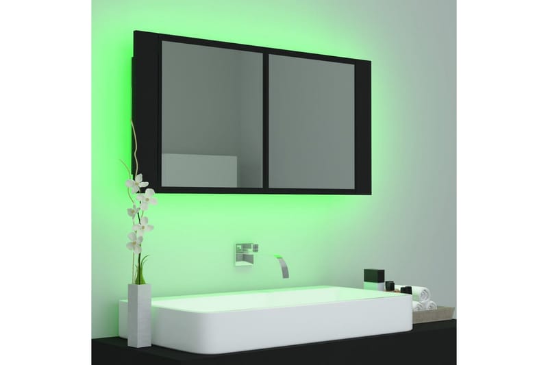 Kylpyhuoneen LED peilikaappi 90x12x45 cm - Musta - Talo & remontointi - Keittiö & kylpyhuone - Kylpyhuone - Kylpyhuonekalusteet - Peilikaapit