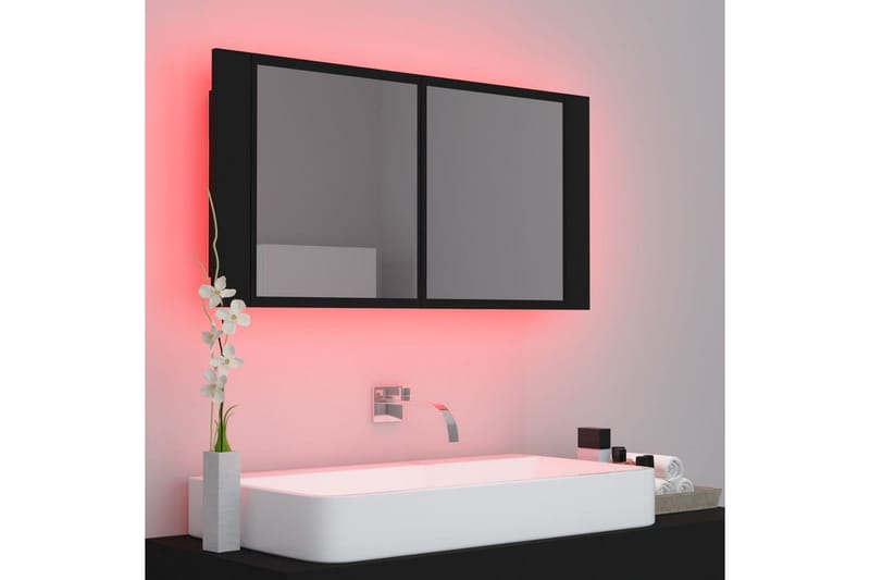 Kylpyhuoneen LED peilikaappi 90x12x45 cm - Musta - Talo & remontointi - Keittiö & kylpyhuone - Kylpyhuone - Kylpyhuonekalusteet - Peilikaapit