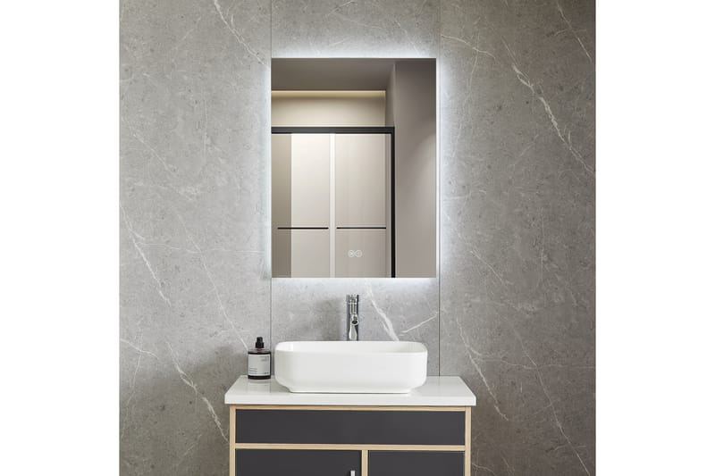 Kylpyhuoneen peili 60x80 cm LED-valaistuksella ja huurteenestolla, undefined