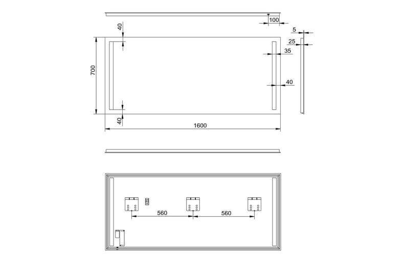 Peili Delaryd 160x70 cm - Hopea - Talo & remontointi - Keittiö & kylpyhuone - Kylpyhuone - Kylpyhuonekalusteet - Kylpyhuoneen peilit