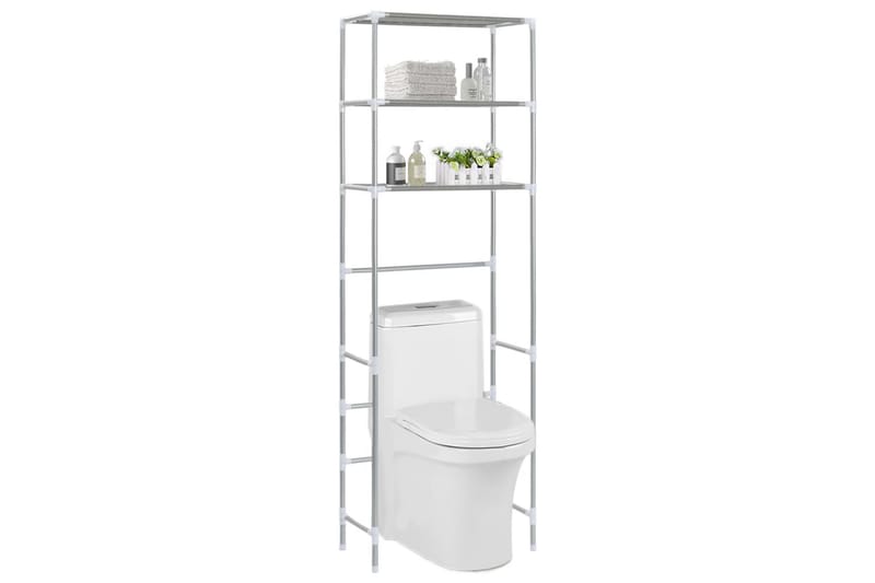 3-kerroksinen säilytyshylly WC-pytyn ylle hopea 53x28x169 cm - Hopea - Talo & remontointi - Keittiö & kylpyhuone - Kylpyhuone - Kylpyhuonekalusteet - Kylpyhuoneen säilytys