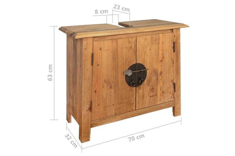 Kylpyhuoneen allaskaappi kierrätetty mänty 70x32x63 cm - Ruskea - Talo & remontointi - Keittiö & kylpyhuone - Kylpyhuone - Kylpyhuonekalusteet - Kylpyhuoneen säilytys
