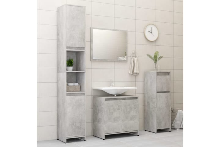 Kylpyhuonekaappi betoninharmaa 30x30x95 cm lastulevy - Harmaa - Kylpyhuoneen säilytys