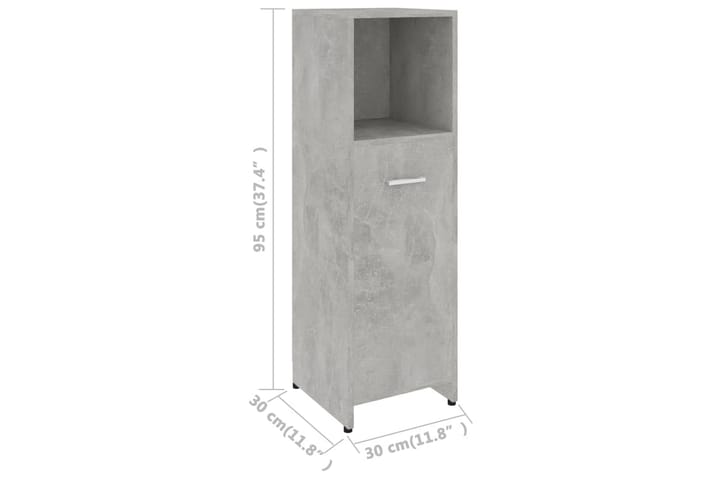 Kylpyhuonekaappi betoninharmaa 30x30x95 cm lastulevy - Harmaa - Kylpyhuoneen säilytys