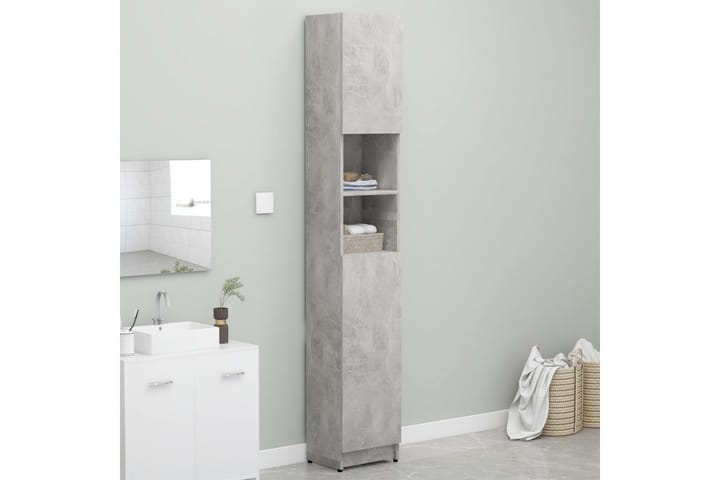 Kylpyhuonekaappi betoninharmaa 32x25,5x190 cm lastulevy - Kylpyhuoneen säilytys